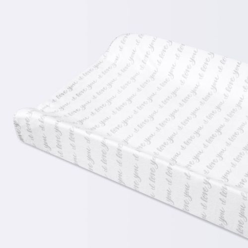 Plush Changing Pad Cover I Love You Script - Gray/white - Cloud Island™