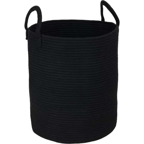 Black Cotton Rope Laundry Basket Hamper for Clothes Woven Storage Basket for Living Room Bedroom Boho Tall Rope Baskets for Blanket Toys Pillow Towels Baby Nursery Hamper Bin Large