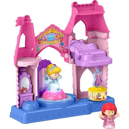 Fisher-Price Little People Toddler Toy Disney Princess Shimmer & Glow Dress Shop Playset & 2 Figures for Pretend Play Kids Ages 18+ Months