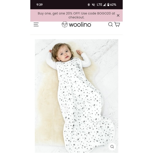4 Season® Ultimate Baby Sleep Bag, Merino Wool & Organic Cotton, Star White
