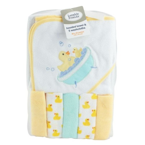 Baby Bath Time Essentials Towel And Wash Cloth Gift Set Duck Design