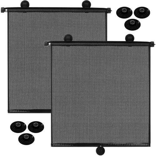 Blosssound 2 Pack Car Side Window Sun Shades Extra Wide Retractable Window Shades for Car Blocks Heat Roller Sunshade Visor for UV Rays Glare Protection Accessories(20 x 20 Inch)