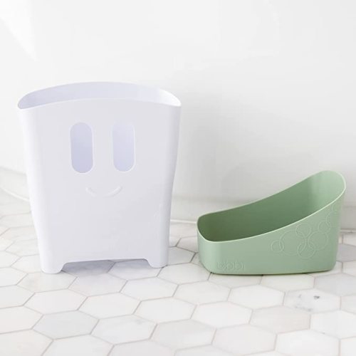 Ubbi Freestanding Bath Toy Organizer Bath Caddy with Removable Drying Rack Bin & Scoop for Toddlers + Baby, Sage - Sage Green Drying Bin