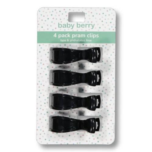 Black Baby 4 Pack Pram Clips