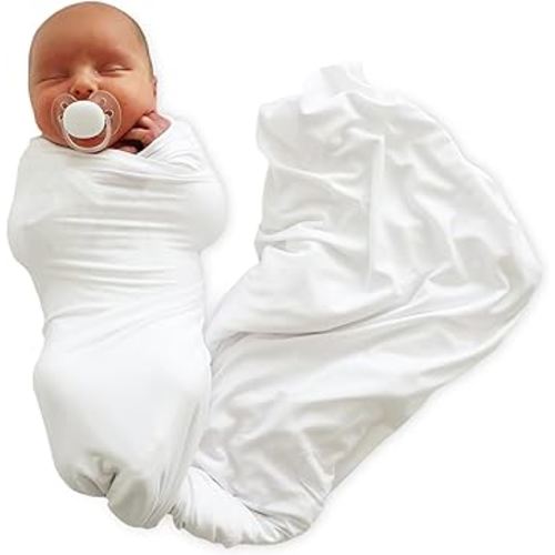 Caden Lane Baby Swaddle & Receiving Blanket, Soft, Breathable & Temperature-Regulating Bamboo Viscose Fabric for Swaddling Newborns, Gender Neutral Infant Blanket for Boys & Girls, Lace White