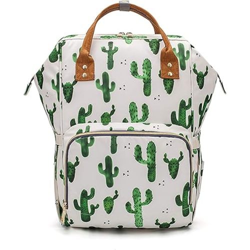 Starte Flower Baby Diaper Backpack with Stroller Straps Large Capacity Baby Bags for Fashion Mommy Maternity Nappy Bag Cactus