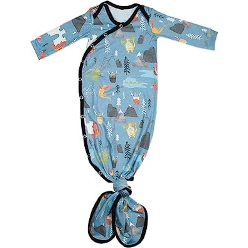 Copper Pearl Baby Gown - Knotted Newborn Sleepers for Baby Boy and Girl, Soft Stretchy Long Sleeve Infant Gowns with Bottom Tie and Hand Mittens, Perfect Hospital Coming Home Outfit (Viking)