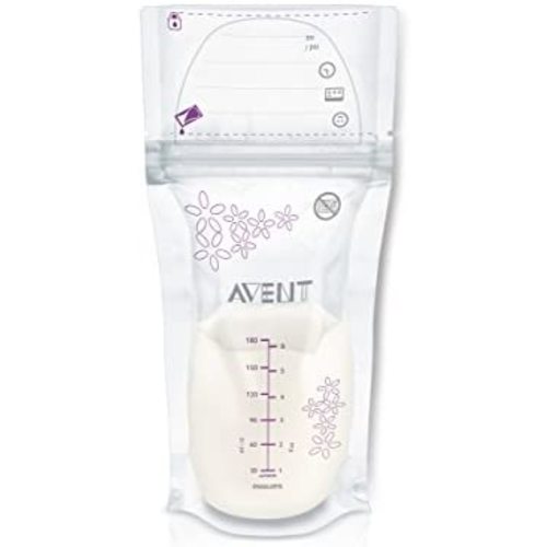 Philips AVENT Breast Milk Storage Bags, Clear, 6 Ounce, 50 Pack, SCF603/50