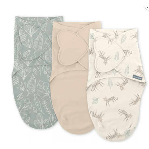 Swaddleme By Ingenuity Monogram Collection Swaddle Wrap, For Ages 0-3 Months - Born Free - 3pk