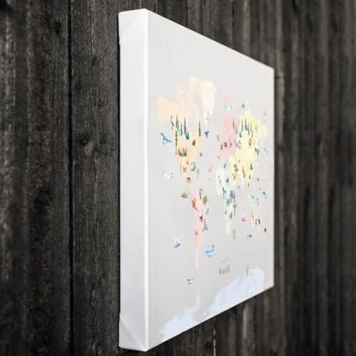 Colorful Animal World Map on CANVAS | wall art, travel art, kids world map, wall decor, nursery decor, world map, kids room, canvas map
,
36 x 24 inches