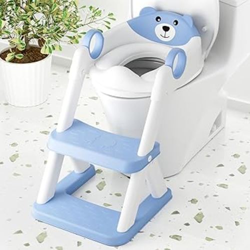 COOSEYA Toilet Seat, Potty Training Seat for Toddler, Upgraded 2-in-1 Potty Toilet Training for Boys and Girls,Waterproof Cushioned Mat with Non-slip Step Stool