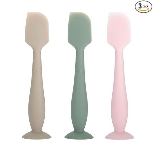 3-Pack Baby Diaper Cream Spatula - Baby Diaper Rash Cream Applicator for Butt Paste - Diaper Cream Brush for Newborn Essentials (grey, green, pink)