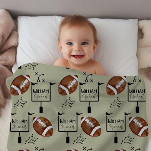 Football Swaddle Set, Football Baby Blanket, Personalized Sports Baby Blanket, Sports Nursery Theme, Football Nursery, Football Baby