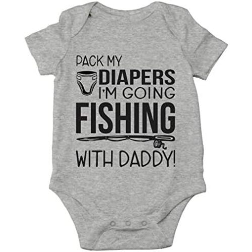 AW Fashions Pack My Diapers, I'm Going Fishing With Daddy Baby Bodysuit Newborn Boy Outfits Cute Romper