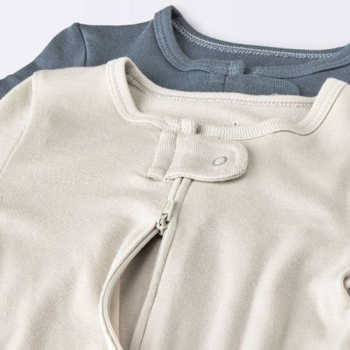 Baby Boys' 2pk Solid So Very Soft Modal Blend Sleep N' Play - Cloud Island™ Gray 6-9m: Footed Pajamas, Long Sleeve, Mitten Cuff