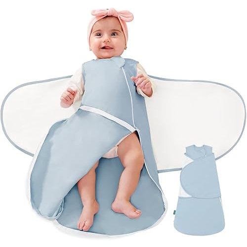 Baby Swaddle Sleep Sack, 1.0 Tog Cotton Transitional Swaddle for Newborn & infant 0-6 Months Baby Wearable Blanket Reduce Startle Reflex, Newborn Boys Girls Registry Essentials