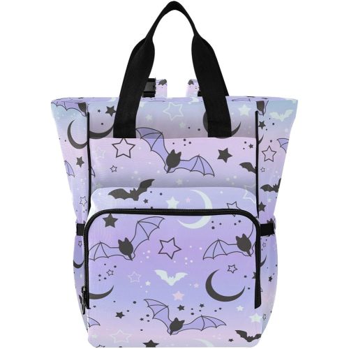 Diaper Bag Backpack Cute Bats Starry Sky Travel Diaper Bags for Women, 10L Functional Baby Changing Bag with Insulted Pockets, Stroller Straps