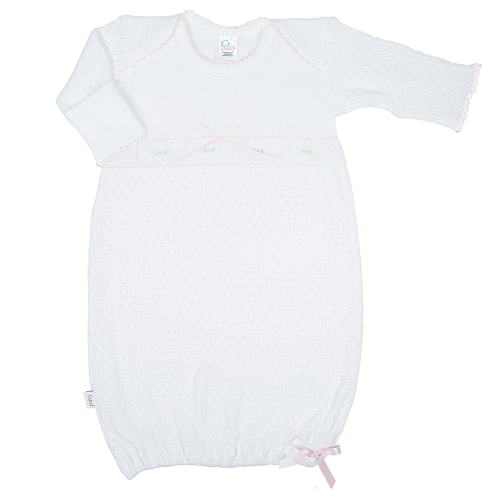 Paty Knit Overlap Shoulder Gown with Swiss Floral #155SWF