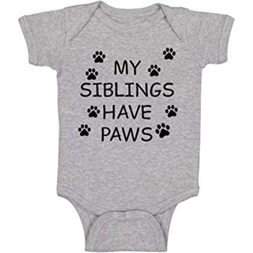 My Sibling have Paws - Funny Cute Infant CreeperJumpsuit Short Sleeve Infant Funny Bodysuit