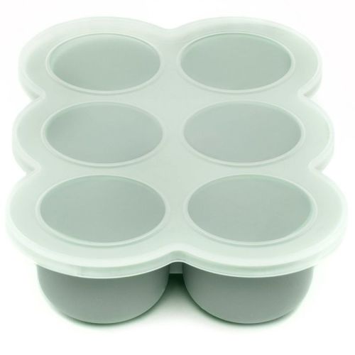 WeeSprout Silicone Baby Food Freezer Tray with Clip-on Lid (Matte Green, Six 3 Ounce Sections)
