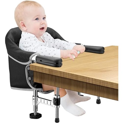 Hook on Chair, Portable Clip on High Chair Use at Most Tables, Table Attached high Chair with Carry Bag, Fast Table Chair Travel Feeding Seat for Baby & Toddlers (Black)