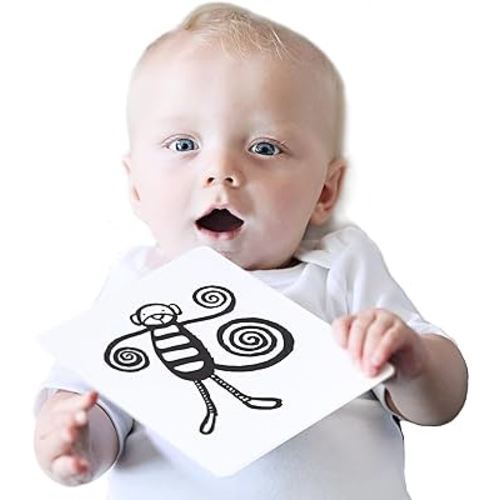 Wee Gallery Black and White Art Flash Cards for Babies, High Contrast Educational Animal Picture Cards, Baby Visual Stimulation, Brain and Memory Development in Infants and Toddlers - Jungle Animals