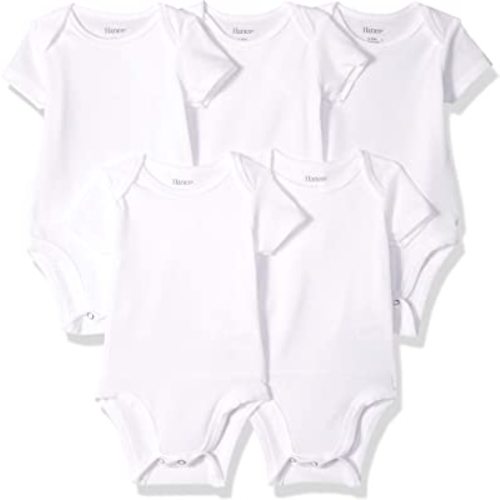 Hanes Unisex-Baby Hanes Baby Bodysuits, Ultimate Flexy Short Sleeve For Boys & Girls, 5-Pack