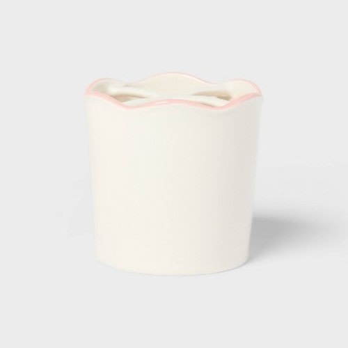 Pink Scalloped Kids' Ceramic Toothbrush Holder - Pillowfort™