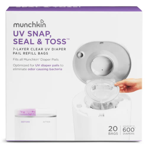 Munchkin UV Snap, Seal & Toss™ Diaper Pail Refill Bags, 20 Pack