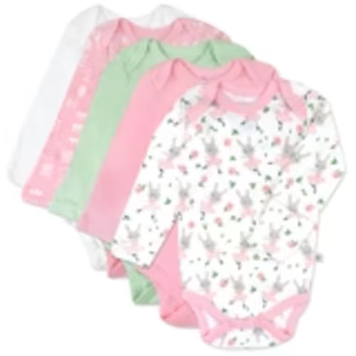 5-Pack Organic Cotton Long Sleeve Bodysuits - Tutu Cute