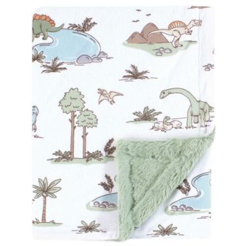 Hudson Baby Plush Blanket with Furry Binding and Back, Dinosaur Adventures, One Size