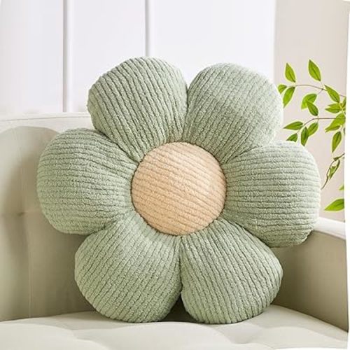 Flower Pillow Flowers Shaped Pillow Cushion Decorative Daisy Pillow for Bed Cute Throw Pillow Flower Floor Pillow Soft Seat Cushion Sage Cushion 19.6"