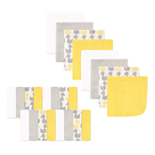 Luvable Friends Unisex Baby Super Soft Bundle Washcloths, Ducks, One Size