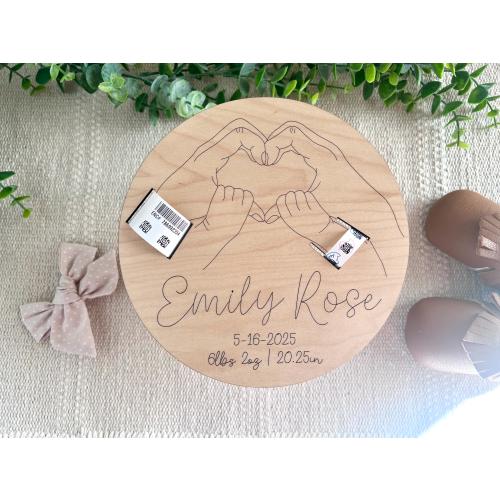 Baby Hospital Band Keepsake, Personalized Newborn Name Sign, Birth Announcement Gift, Custom Baby Memory Plaque, Nursery Wall Decor