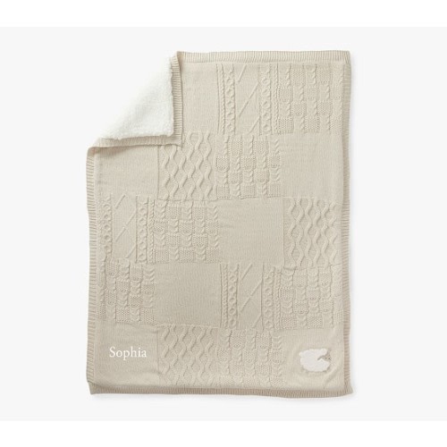 Sheep Patchwork Cable Heirloom Baby Blanket | Pottery Barn Kids