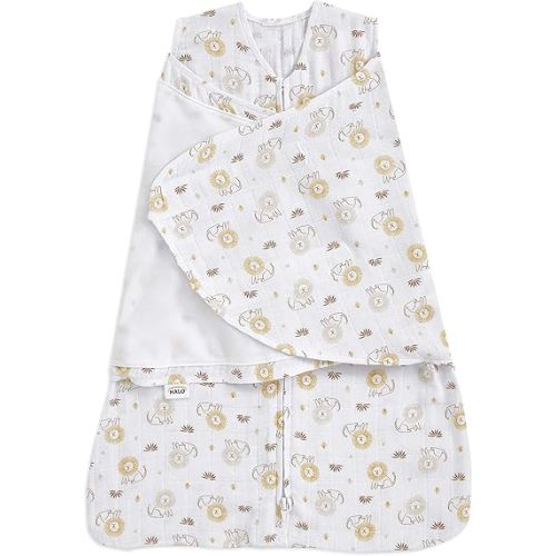 HALO 100% Cotton Muslin Sleepsack Swaddle, 3-Way Adjustable Wearable Blanket, TOG 1.5, Lions, Newborn, 0-3 Months