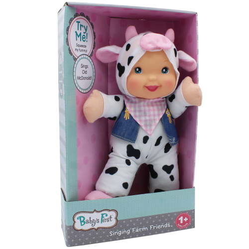 Goldberger Doll Baby's First Farm Animal Friends Cow Bi-Lingual (English/Spanish)
