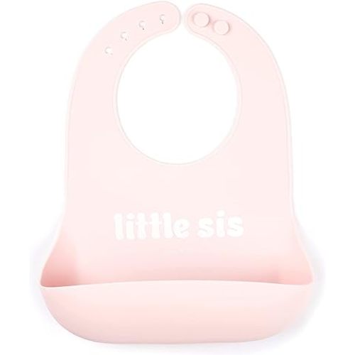 Bella Tunno Wonder Bib - Adjustable Silicone Baby Bibs for Girls, Durable and Waterproof BPA Free Silicone, Little Sis, One Size, (WB234)