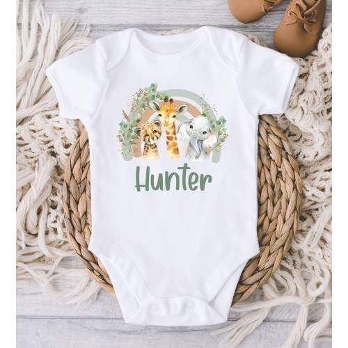 Personalized Name Baby ONESIES® Bodysuit - Custom Name Baby Animals - Baby Announcement - Baby Shower Gift - Baby Boy Girl - Gift For Baby