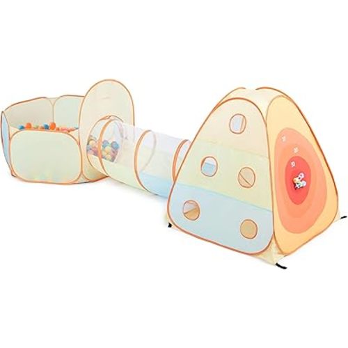 UTEX 3 in 1 Pop Up Play Tent with Tunnel, Ball Pit for Kids, Boys, Girls, Babies and Toddlers, Indoor/Outdoor Playhouse (3 in 1 with Ball Pit)