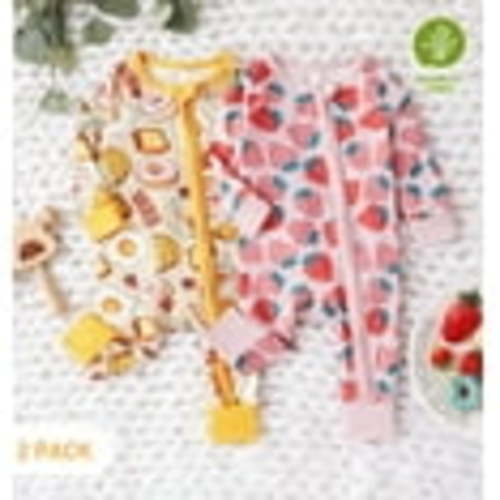 PatPat Bamboo Baby Pajamas Baby Girl Gifts Snug Fit Zipper Long-Sleeved Baby Onesies Sleepwear,2Pack,0-24 Months