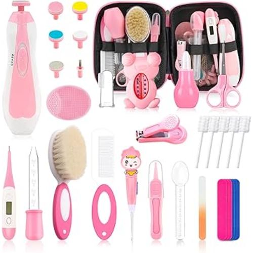 Baby Healthcare and Grooming Kit for Newborn Kids, 38PCS Upgraded Safety Baby Care Kit, Newborn Nursery Health Care Set, Baby Electric Nail Filer Kit, Infant Baby Care Products