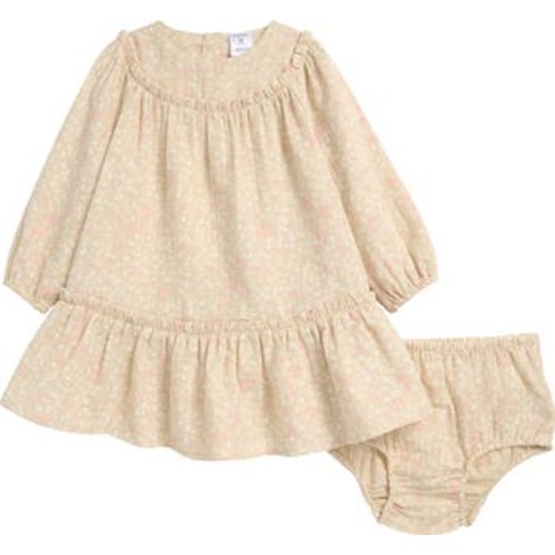 Long Sleeve Cotton Gauze Dress & Bloomers, 3M