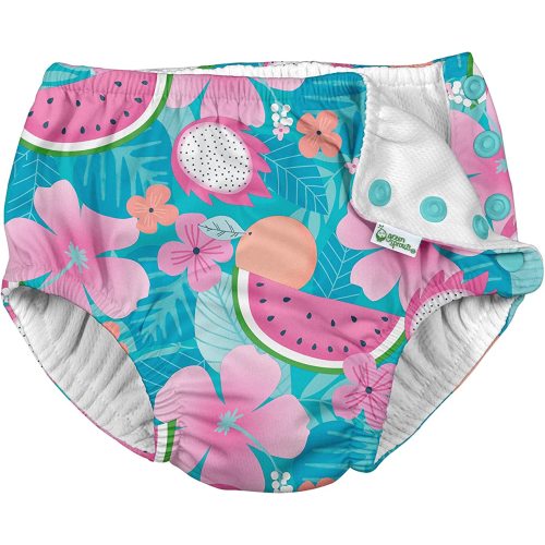 i Play Girls Reusable Absorbent Baby Swim Diapers Aqua Tropical Fruit Floral 24 Months