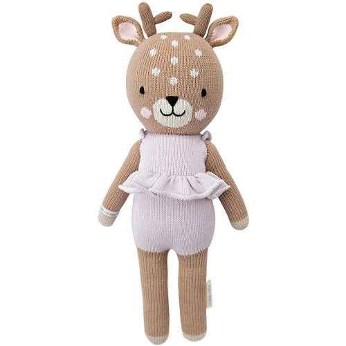 cuddle + kind Violet The Fawn Little 13" Hand-Knit Doll – 1 Doll = 10 Meals, Fair Trade, Heirloom Quality, Handcrafted in Peru, 100% Cotton Yarn