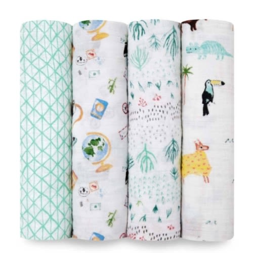 World & Animal Print Muslin Swaddle Blankets | aden + anais