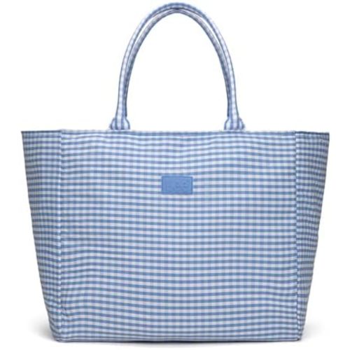 Montana West Lee Gingham Tote Bag for Women, Casual Big Canvas Tote Bag, Large Checkered Shoulder Handbag for Travel,Shopping