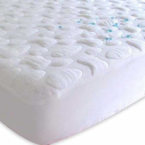 40-Winks Natural Tencel Pebble Puff Crib Mattress Pad Protector, White, Small - Walmart.ca
