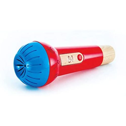 Hape Mighty Echo Microphone | Battery-Free Voice Amplifying Microphone Toy for Kids 1 Year & Up, Red, Model Number: E0337, L: 3.1, W: 3.1, H: 8.6 inch