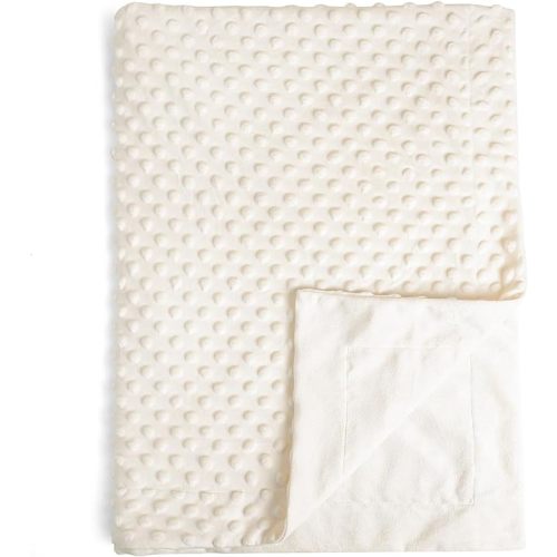 david's kids Micro Fleece Minky Baby Blanket for Girls with Double Layer and Soothing Raised Dots, Breathable and Soft Lightweight Receiving Blanket for Newborns 30x40 Inches, Cream